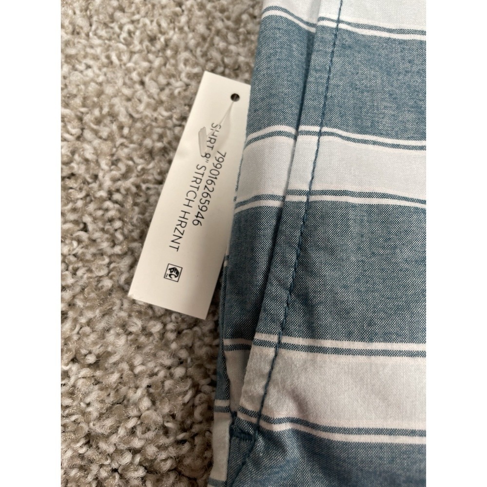 Original Penguin Slim Fit Stretch Shorts Chino 8" Inseam Mens Sz 32 Blue Stripe - Picture 2 of 10